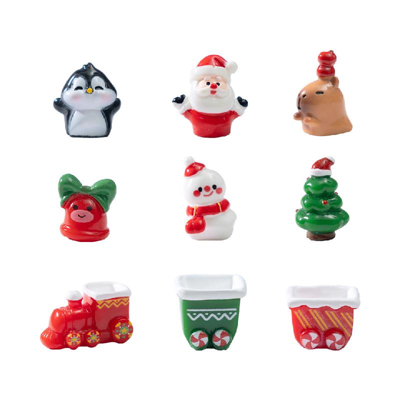 跨境新品圣诞雪人小鹿萌粒雪地造景 DIY装饰品配件迷你桌面小摆件