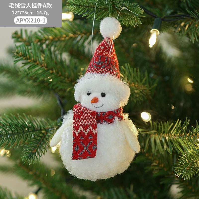 Trang trí Noel: Búp bê người tuyết khăn đỏ trắng dễ thương