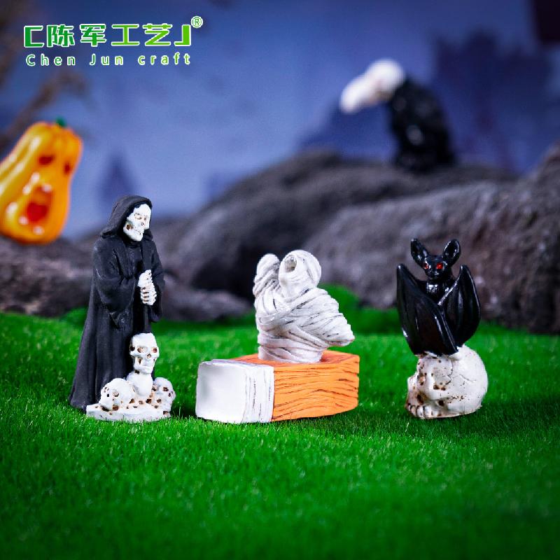 跨境外贸微景观创意万圣节骷髅木乃伊 DIY装饰品挂配件迷你小摆件