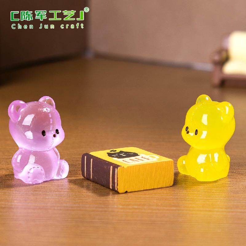 微景观创意夜光小泰迪公仔娃娃屋 DIY装饰品挂配件迷你树脂小摆件