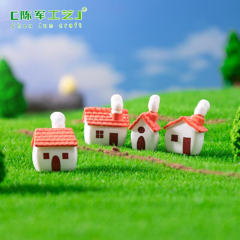 微景观创意红瓦烟囱乡村小房子园艺造景 DIY装饰品配件迷你小摆件