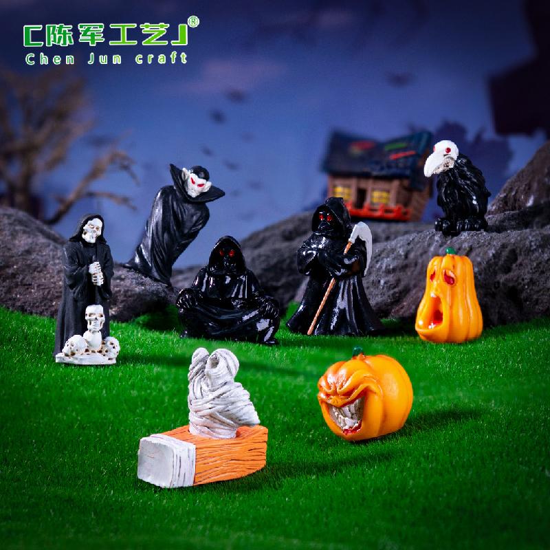 跨境外贸微景观创意万圣节骷髅木乃伊 DIY装饰品挂配件迷你小摆件