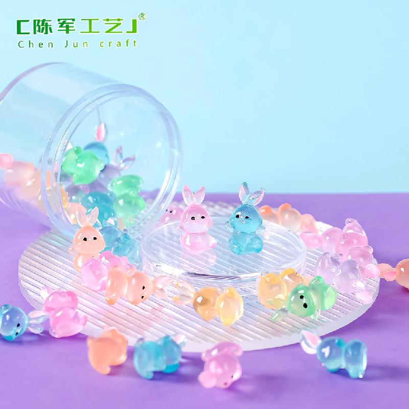 Thỏ phát sáng resin mini trang trí xe và bàn DIY (ZC-743)