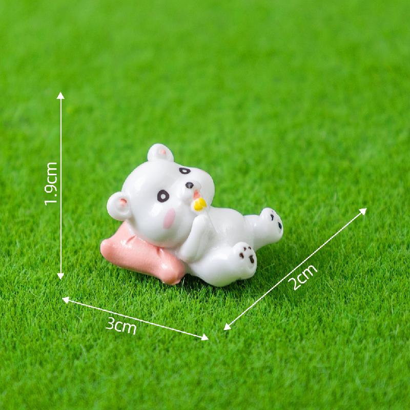 Tiểu cảnh gấu ăn kem ôm tim mini trang trí bàn DIY (ZC-1014)
