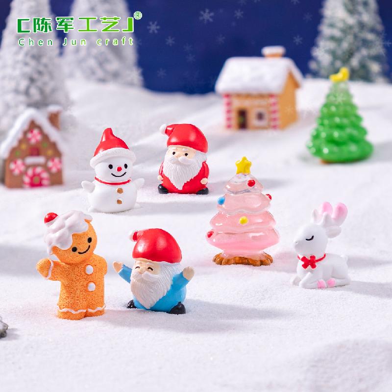 跨境外贸微景观创意圣诞老人小鹿DIY装饰品挂配件迷你桌面小摆件