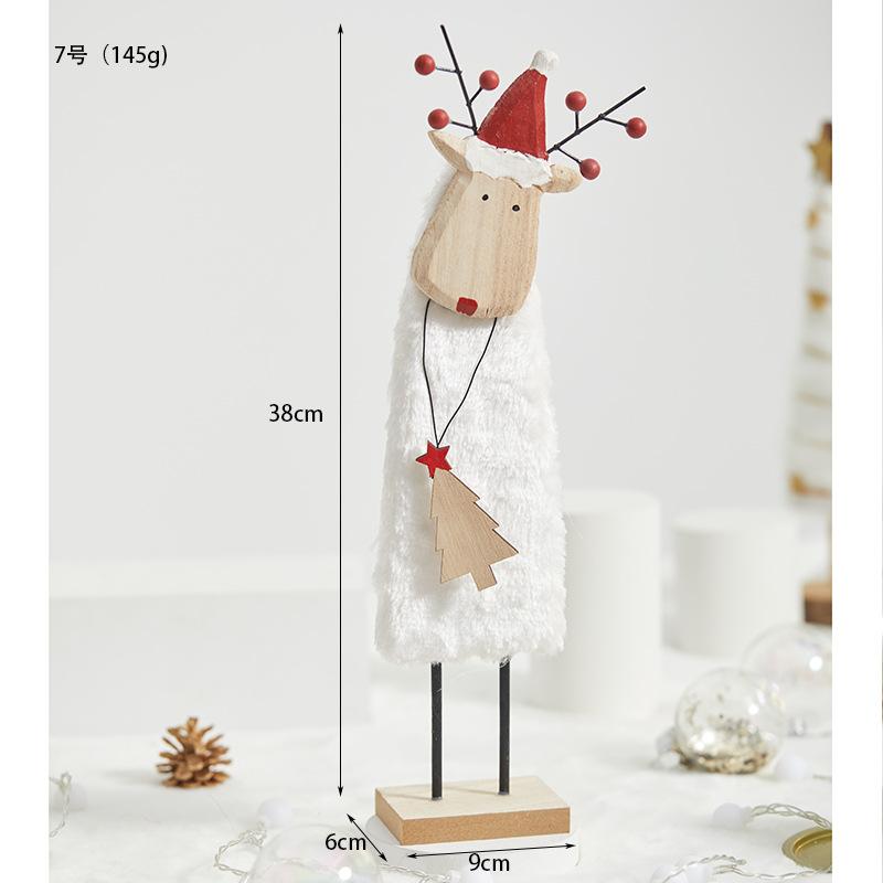 Đồ trang trí Giáng Sinh phong cách Bắc Âu - gỗ và len, bao gồm tuần lộc, ông già Noel, cây thông. Hoàn hảo cho trang trí bàn và không gian Giáng Sinh.