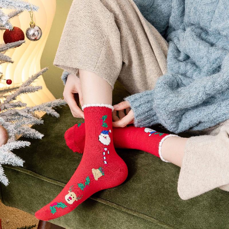 Tất Giáng Sinh nữ: tất Santa, tất tuần lộc, tất cao cổ, thời trang mùa thu đông, sản phẩm mới từ Zhuji.