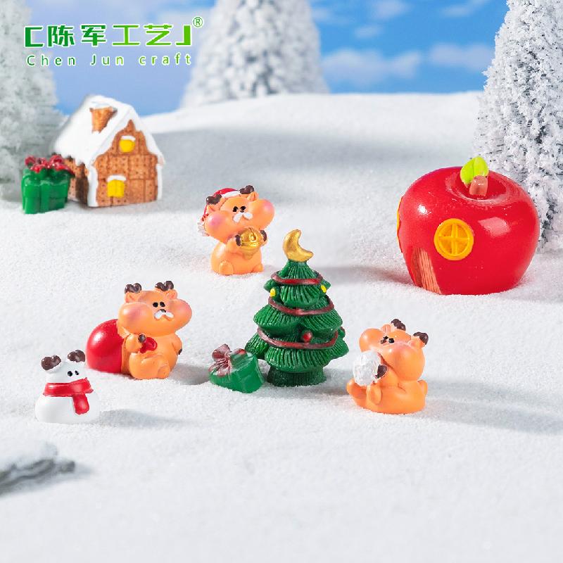 微景观创意圣诞小麋鹿雪地造景 DIY装饰品配件迷你车载桌面小摆件
