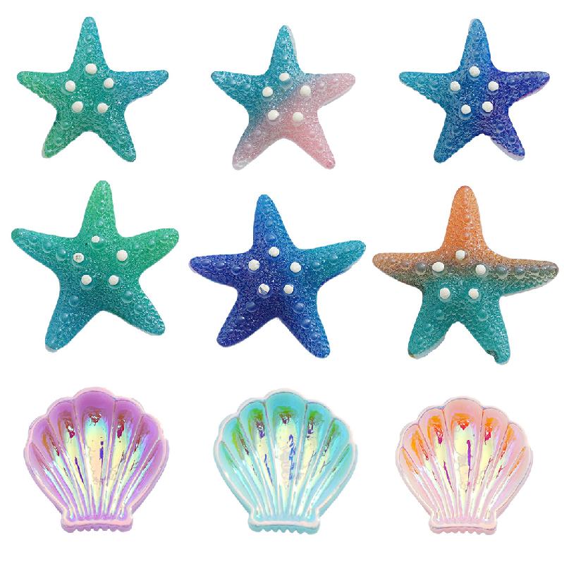 微景观创意贝壳海星鱼缸造景 DIY装饰品生态瓶配件迷你树脂小摆件