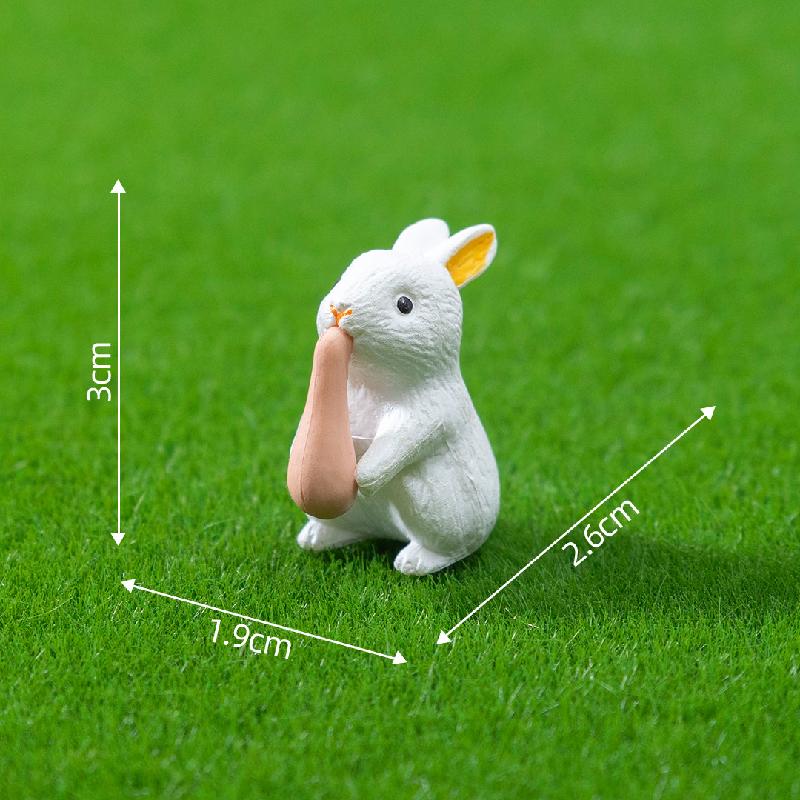 Tiểu cảnh thỏ màu hồng và trắng, phụ kiện trang trí cây cảnh mini (ZC-609)