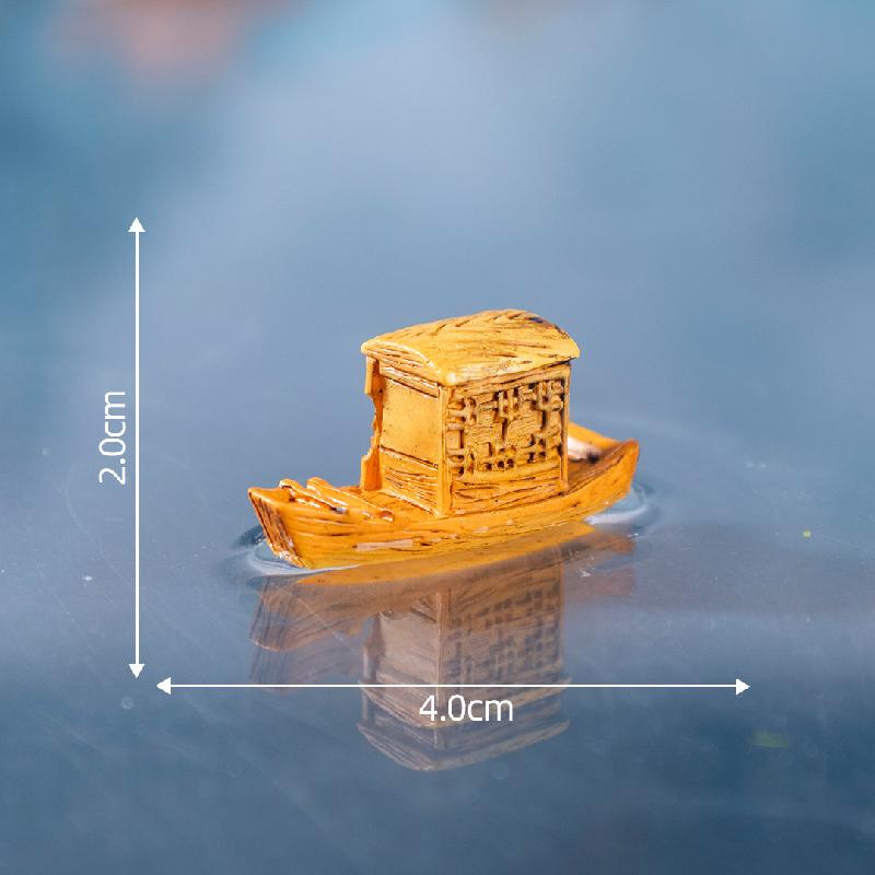 微景观创意船舶小船乌篷船古风造景 DIY装饰品配件迷你树脂小摆件