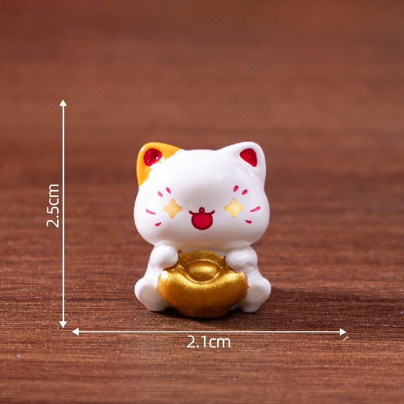 微景观创意新年招财猫萌粒公仔 DIY装饰品配件迷你车载桌面小摆件