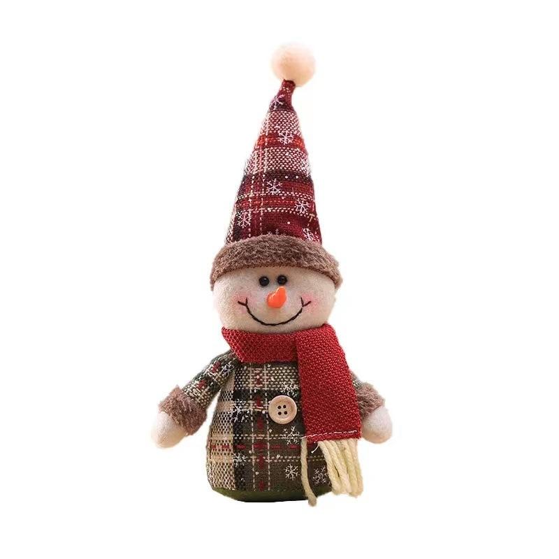 Đồ trang trí cây thông Noel hình nhân vật hoạt hình, tuyết và vải kẻ, quà tặng Giáng Sinh cho trẻ em.