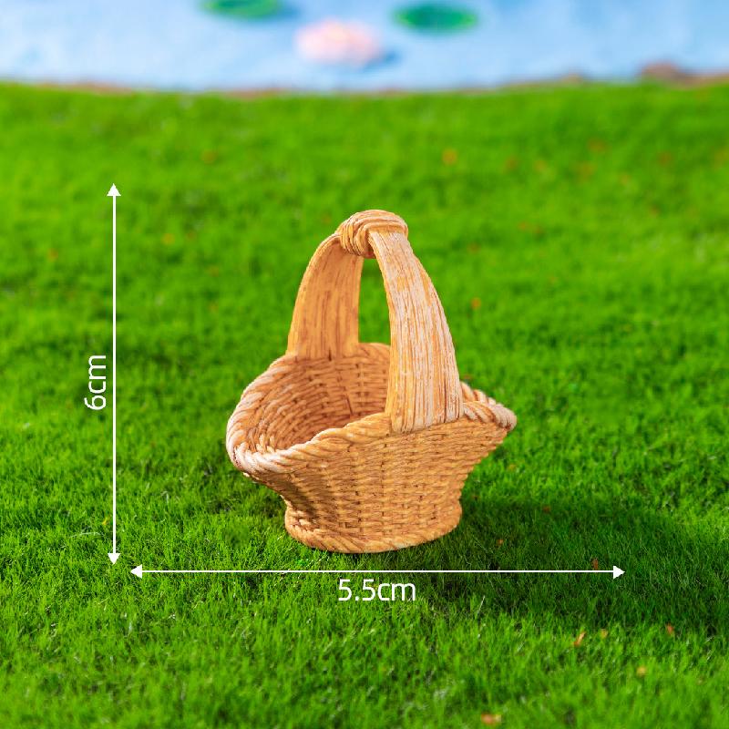 微景观创意仿真竹编篮子竹筐模型造景 DIY装饰配件微缩迷你小摆件
