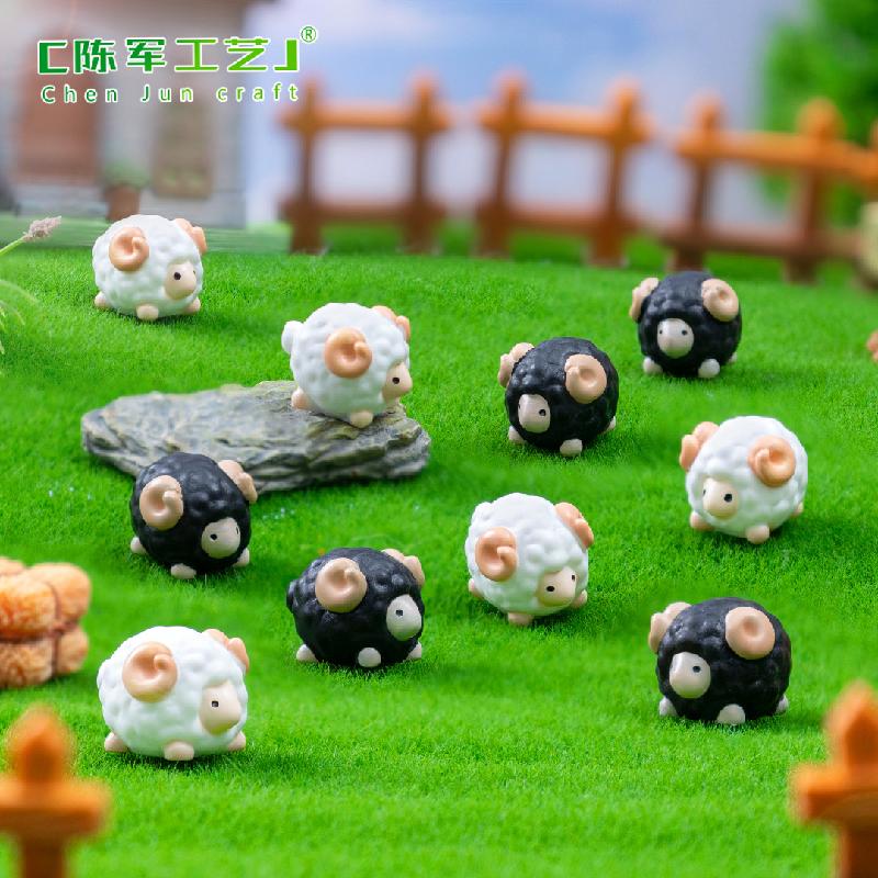 微景观创意可爱黑白小绵羊愿意造景 DIY装饰品配件迷你微缩小摆件