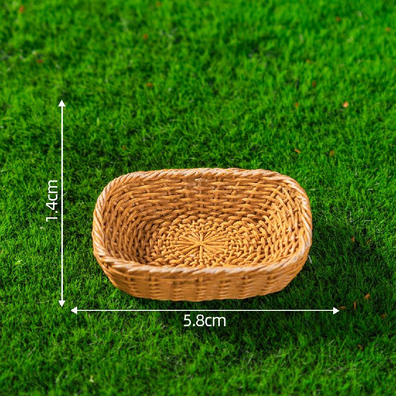 微景观创意仿真竹编篮子竹筐模型造景 DIY装饰配件微缩迷你小摆件