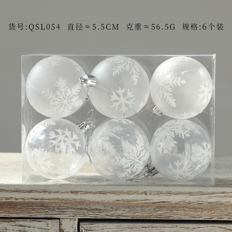 Trang trí Noel: Bộ bóng trắng tuyết 6 cái cho cây thông