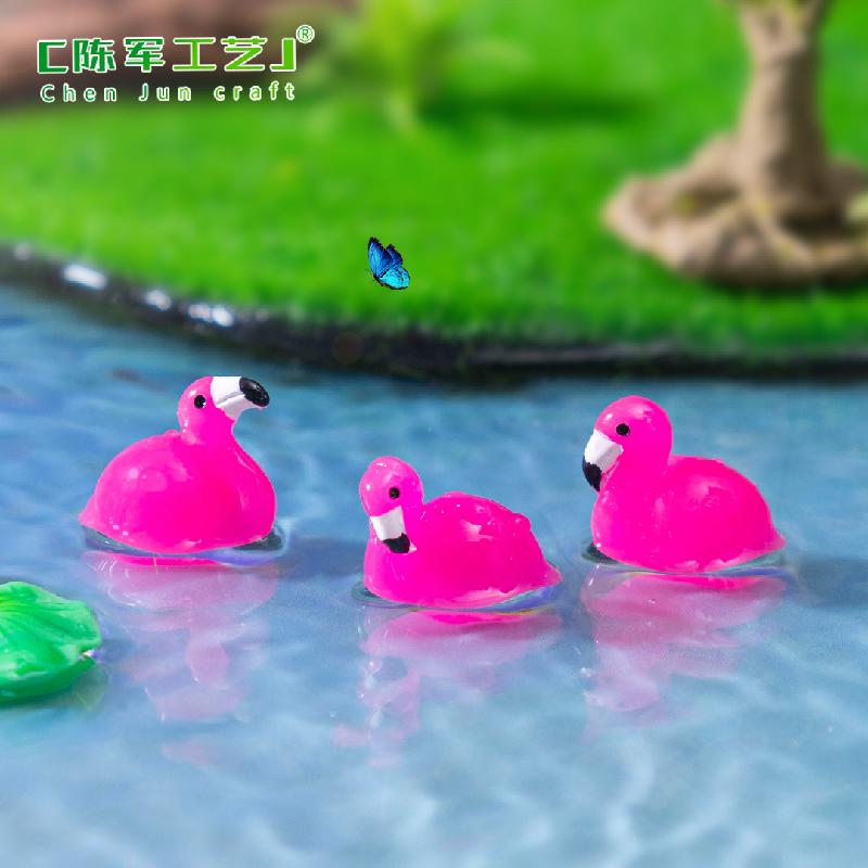 跨境外贸微景观创意迷你火烈鸟公仔萌粒 DIY装饰品配件树脂小摆件