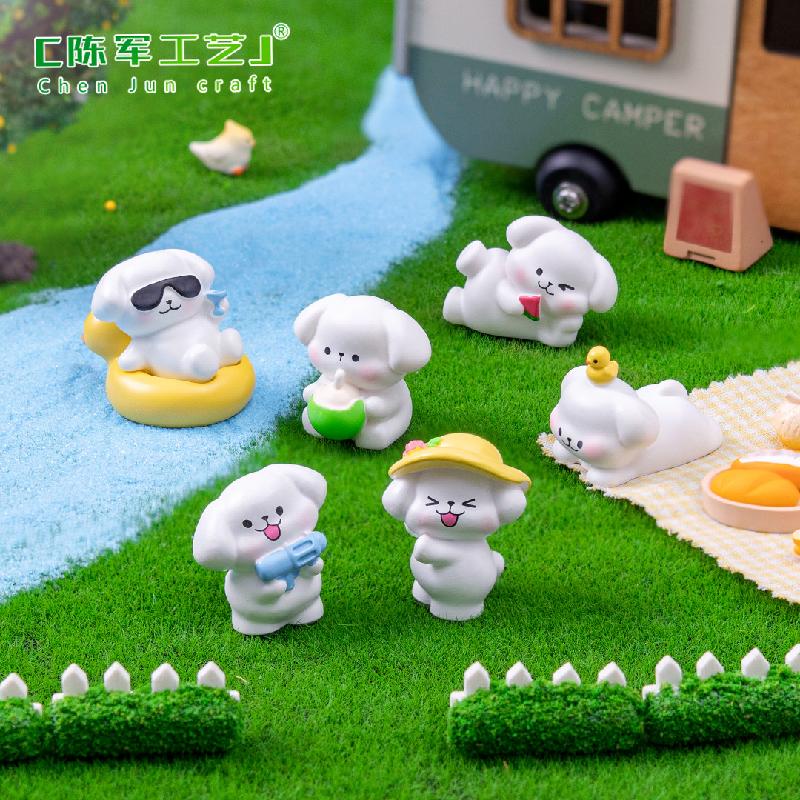 微景观创意可爱休闲小狗公仔DIY装饰品挂配件迷你车载桌面小摆件