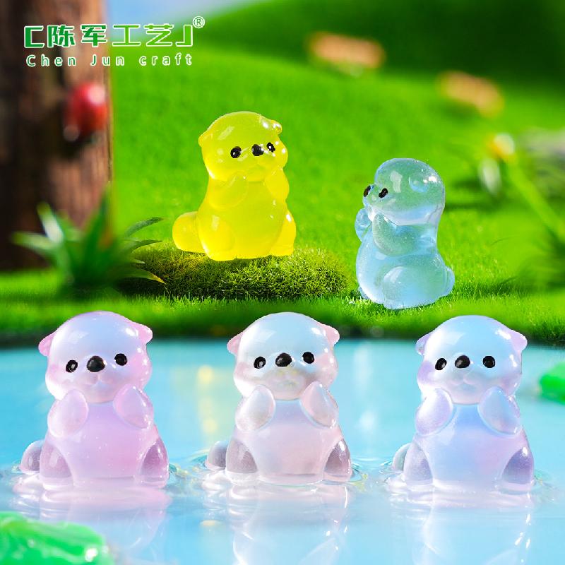 微景观创意夜光小海獭动物鱼缸造景 DIY装饰品配件迷你生态瓶小摆