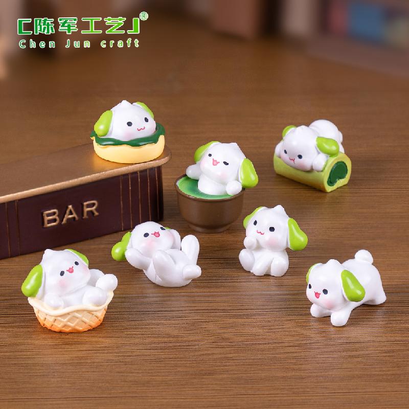 微景观创意可爱甜品抹茶小狗娃娃屋 DIY装饰品配件迷你桌面小摆件
