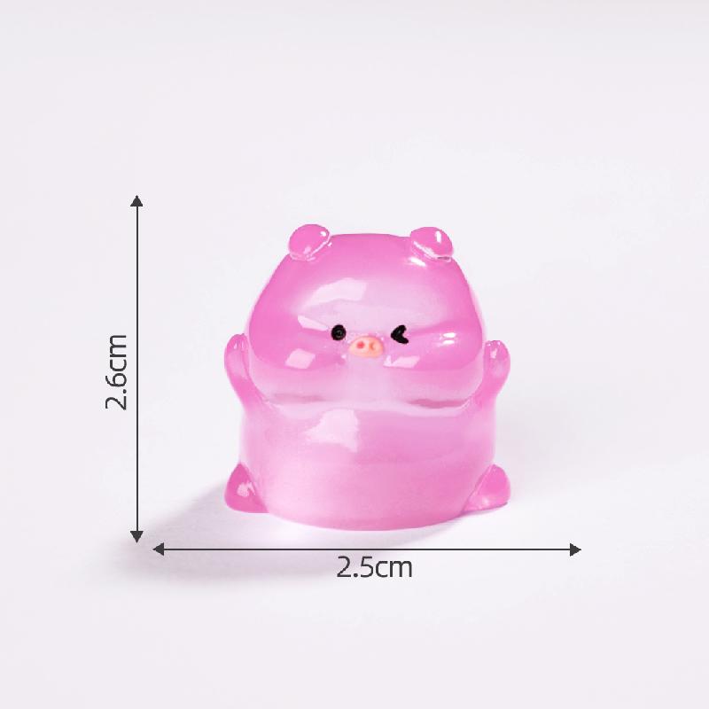 微景观创意可爱夜光圆圆小猪公仔娃屋 DIY装饰配件迷你桌面小摆件