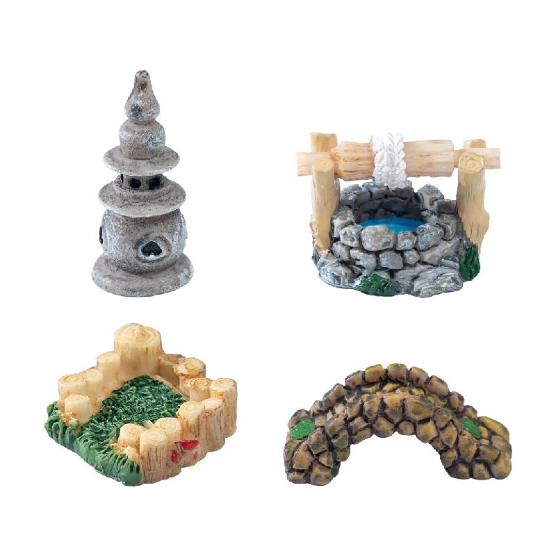 Tiểu cảnh vintage, đèn tháp nước, cầu nhỏ cảnh quan (ZC-5)