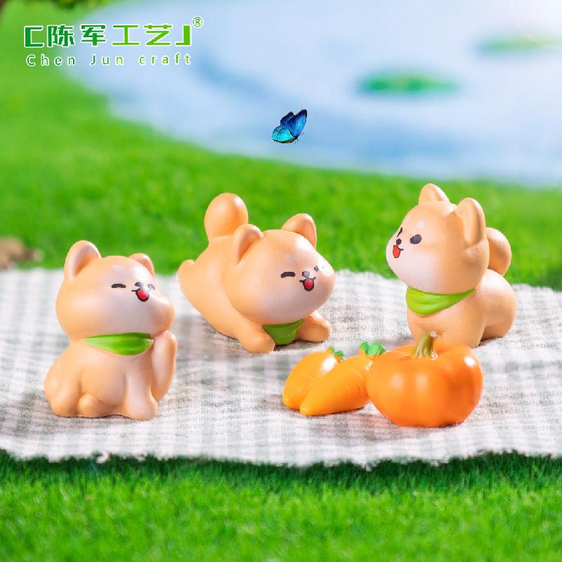 可爱豆柴犬小狗公仔 园艺造景diy装饰品配件微景观桌面车载小摆件