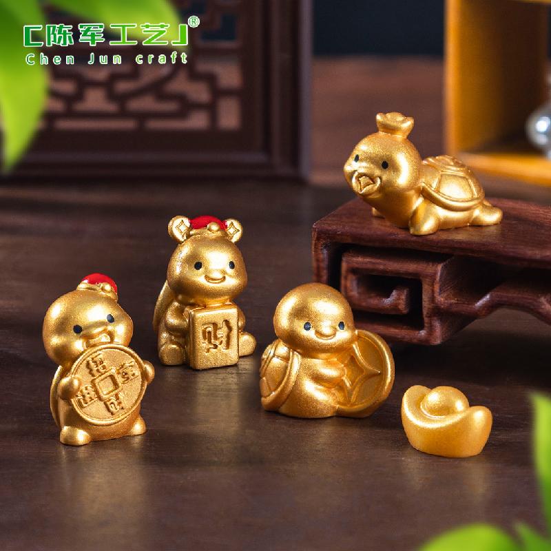微景观创意元宝金龟聚财萌粒 DIY装饰品挂配件迷你车载桌面小摆件