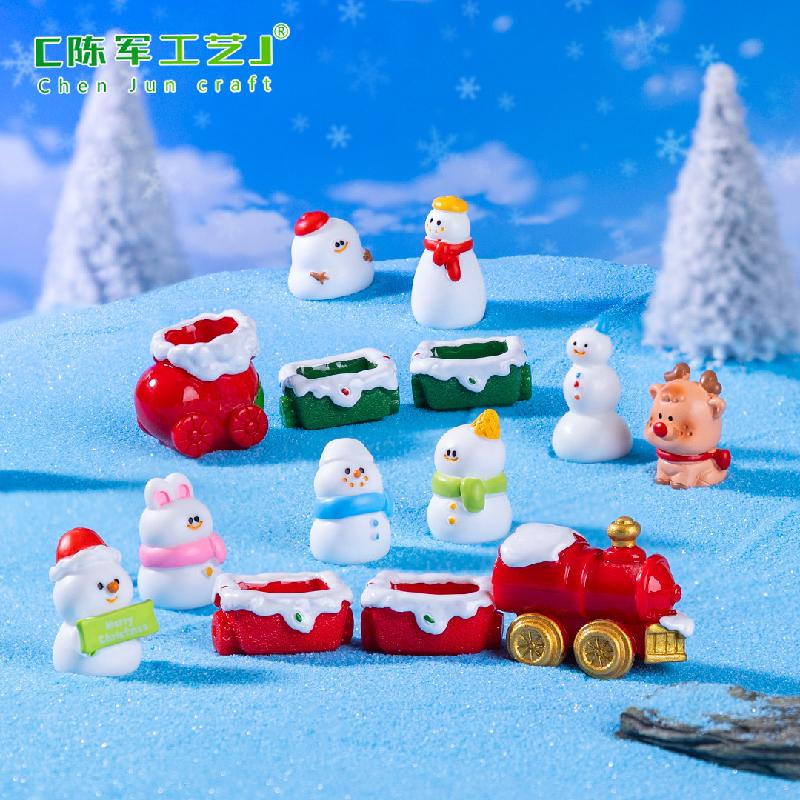 跨境新品微景观创意雪人麋鹿圣诞节 DIY装饰品配件迷你树脂小摆件