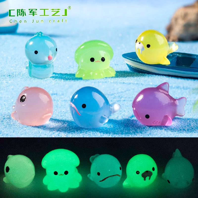 微景观创意夜光鲨鱼海洋动物生态瓶 DIY装饰品配件迷你桌面小摆件