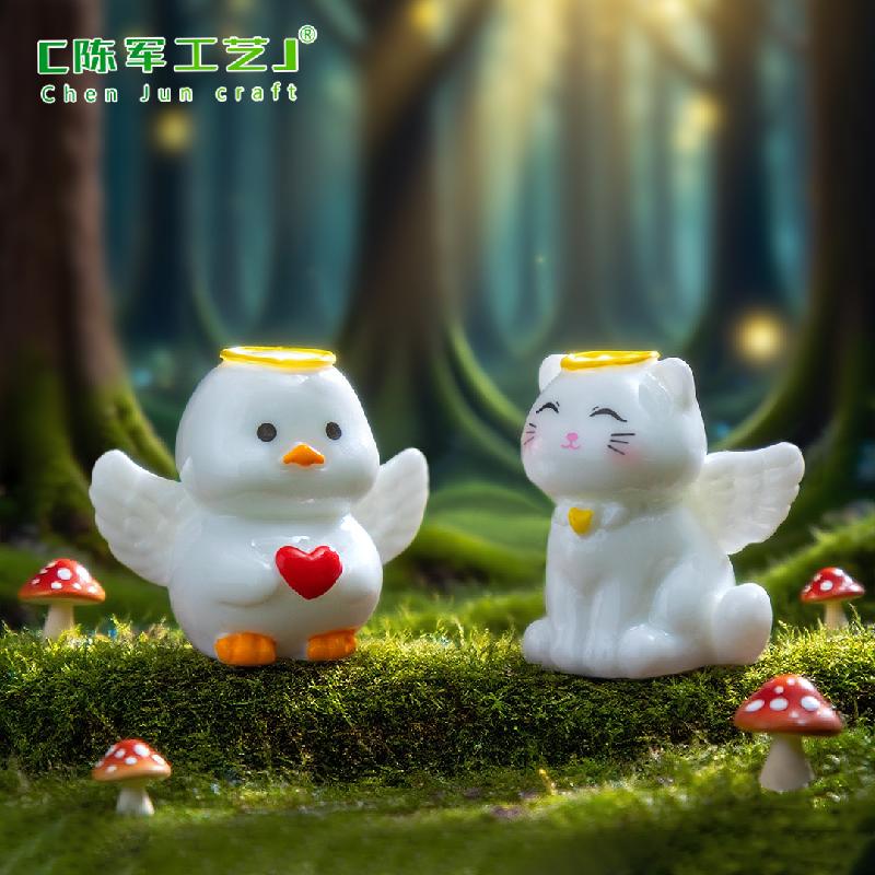 微景观创意可爱小猪猫猫天使萌粒公仔 DIY装饰配件迷你树脂小摆件