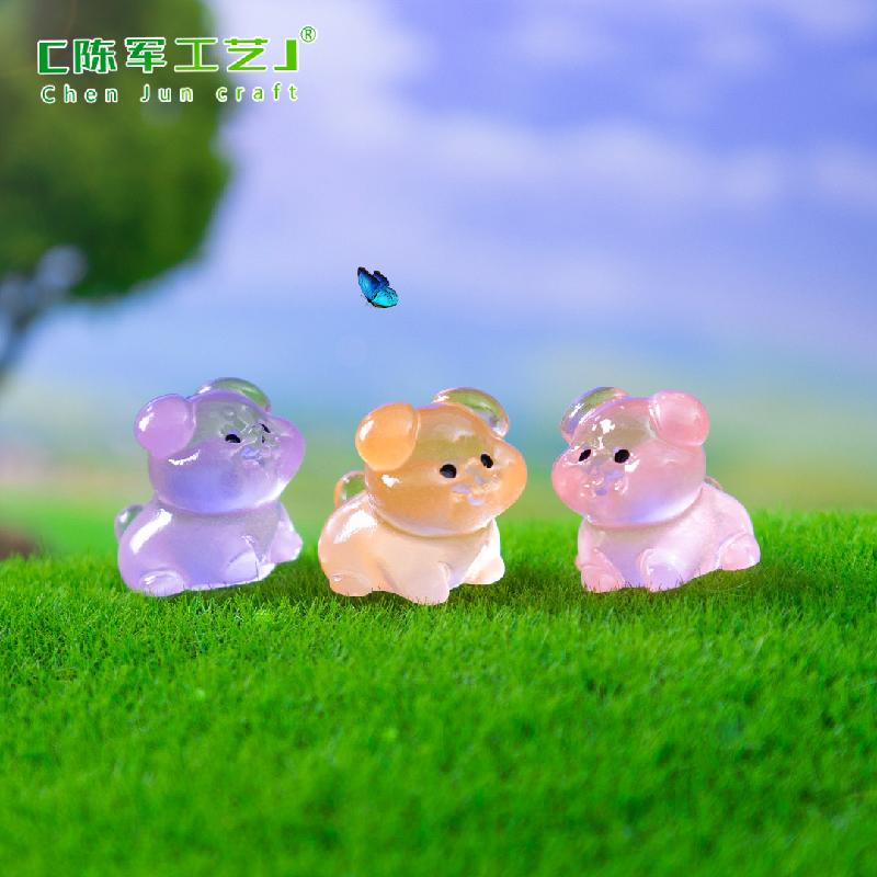 跨境新品微景观可爱夜光哈巴狗公仔园艺造景 diy装饰品配件小摆件