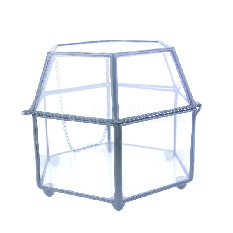 DG-248 Hộp kính bạc trang sức trong hộp bạc lụa sáu mặt