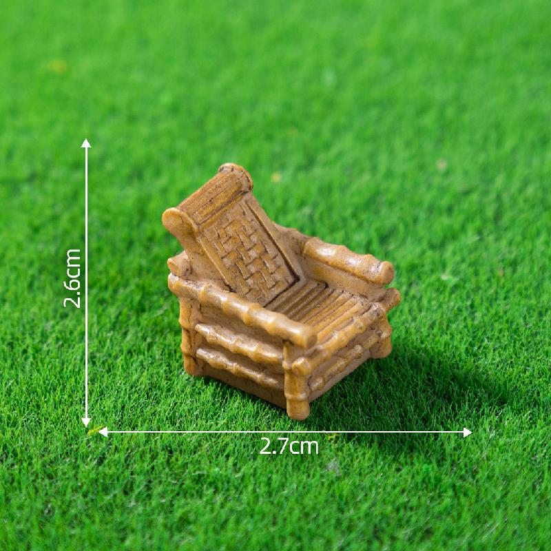 微景观创意古风竹椅推车小物件庭院造景 DIY装饰品配件迷你小摆件