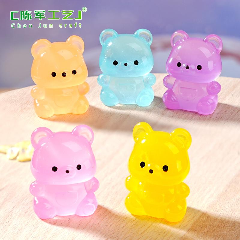 微景观创意可爱卡通透色夜光小熊 DIY装饰品挂配件迷你桌面小摆件