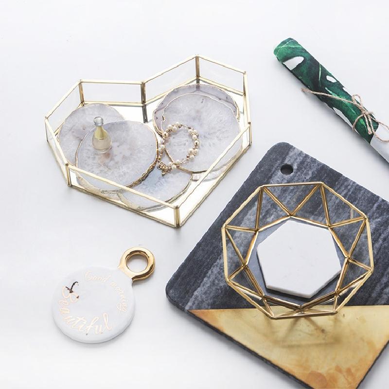 Chậu Đa Giác DG-126 Bát kính gương mặt kết hợp với kim loại để lưu trữ trong phòng khách