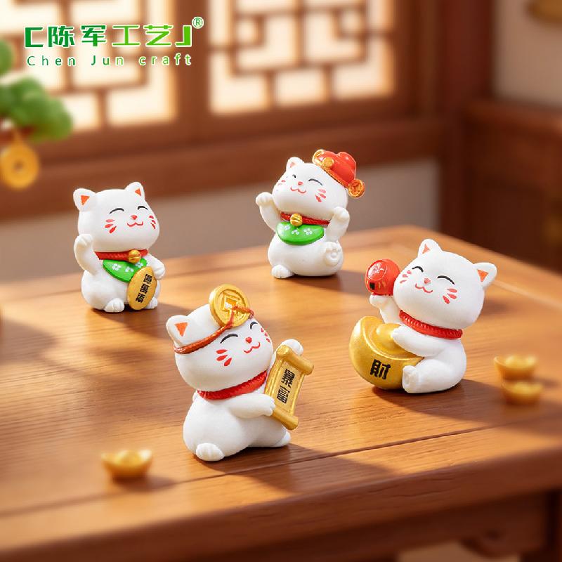 Tiểu cảnh mèo may mắn, 6 kiểu, trang trí vườn DIY mini (ZC-124)