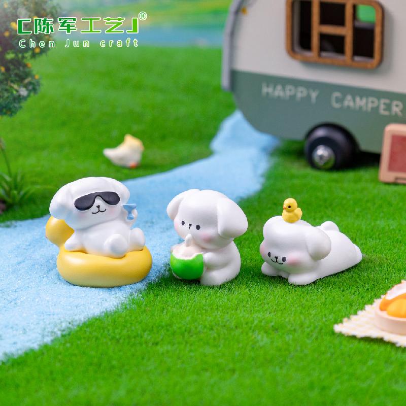 微景观创意可爱休闲小狗公仔DIY装饰品挂配件迷你车载桌面小摆件