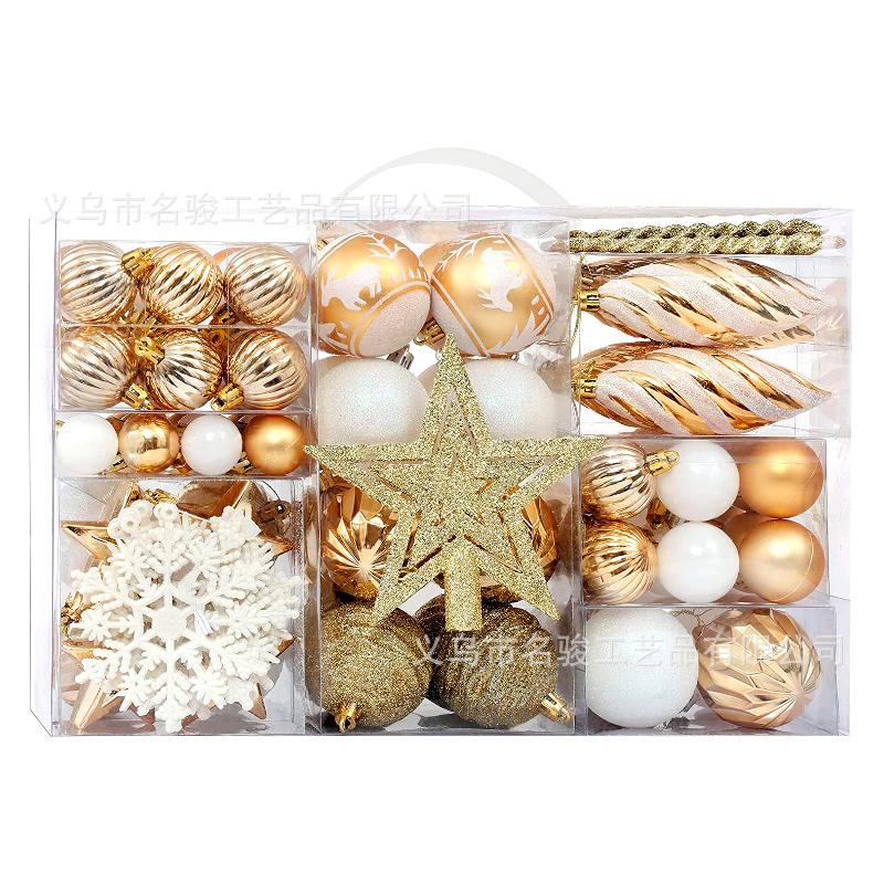 Bộ quà tặng trang trí cây thông Noel: 100 chiếc sao, bóng nhựa trang trí, hộp quà, mới.