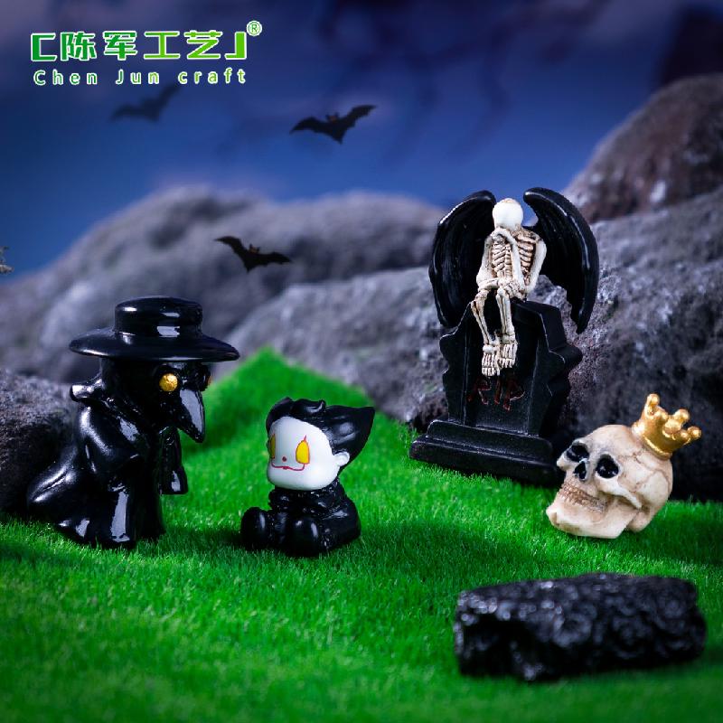 Tiểu cảnh hề xương Halloween, DIY, phụ kiện resin tiểu cảnh mini đáng yêu (ZC-572)