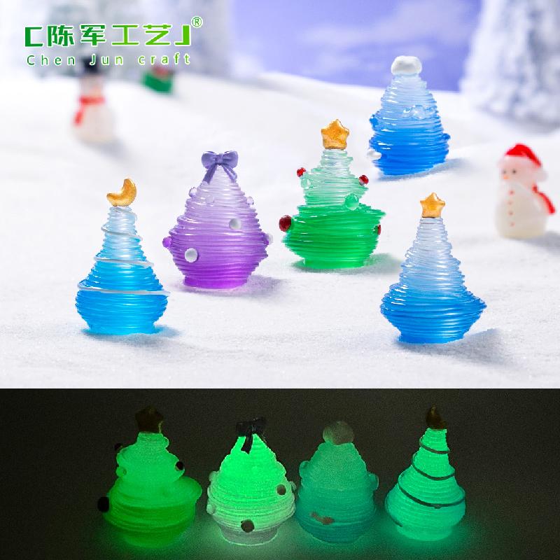 跨境微景观创意夜光拉丝圣诞树雪地造景 DIY装饰品配件迷你小摆件