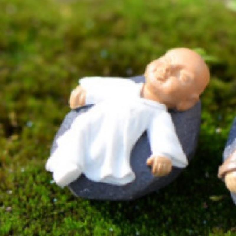 微景观摆件  卡通小和尚  苔藓多肉摆件   DIY组装工艺树脂小摆件