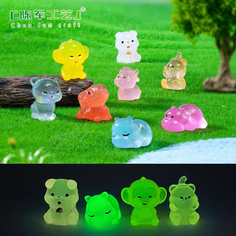 跨境新品微景观夜光小狗河马公仔萌粒 diy装饰品挂配件迷你小摆件