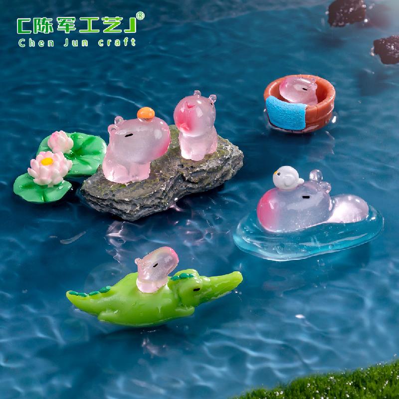 Những con capybara phát sáng mini - phụ kiện trang trí DIY, mô hình thu nhỏ cho bàn làm việc, đồ trang trí thú vị (ZC-1384)