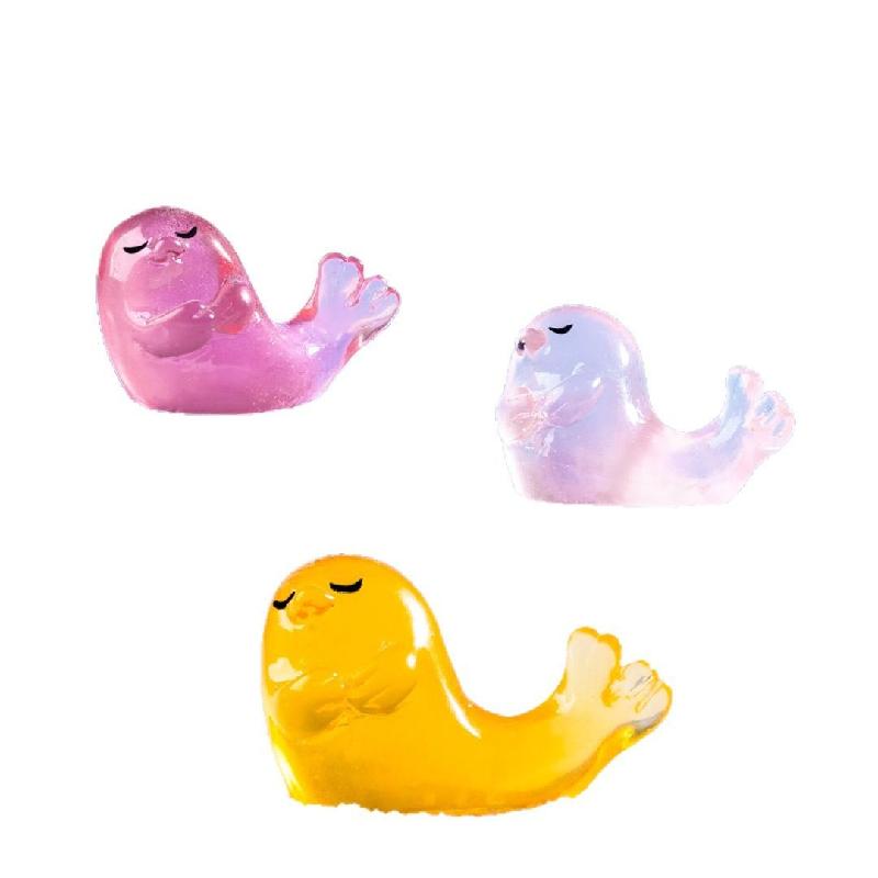 跨境新品微景观创意夜光海豹公仔 DIY装饰品挂配件迷你树脂小摆件