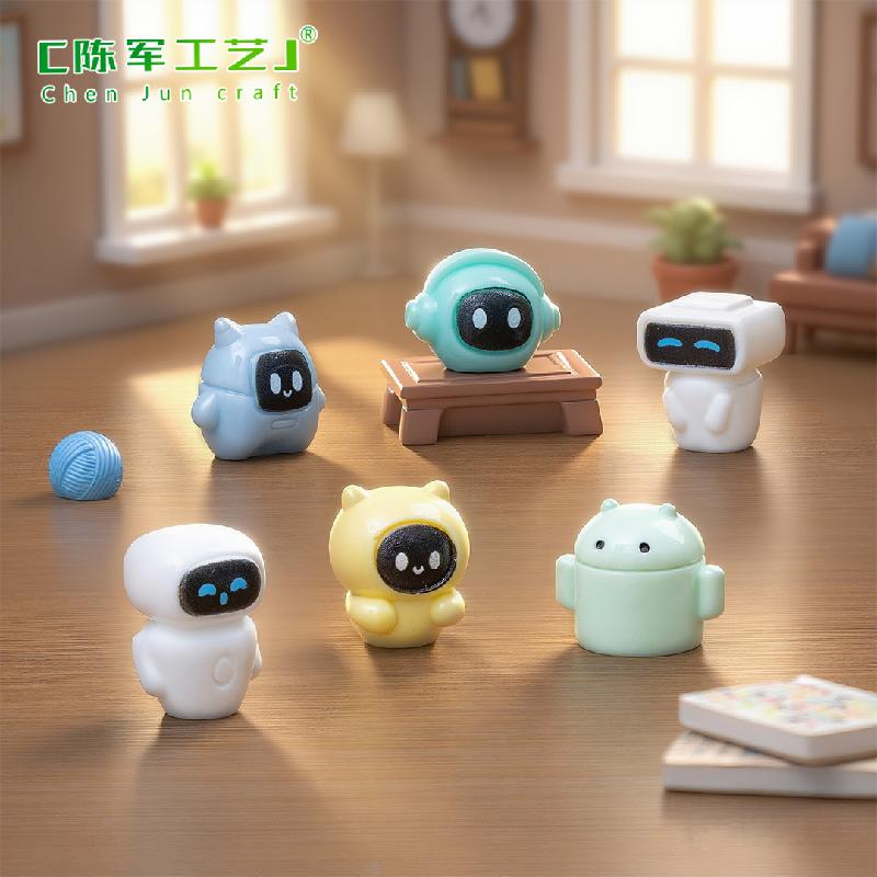 跨境新品微景观创意迷你小机器人萌粒公仔 DIY装饰配件树脂小摆件