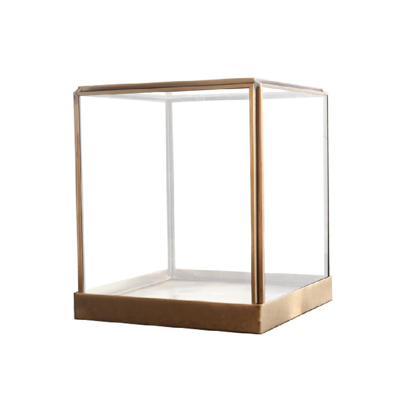 DG-37 Món trang trí nhà cửa, tượng Phật Quan Âm, hộp kính thủy tinh, đúc đồng cổ, công nghệ đúc đồng, đế đồng bảo vệ bụi, hộp trưng bày trong suốt