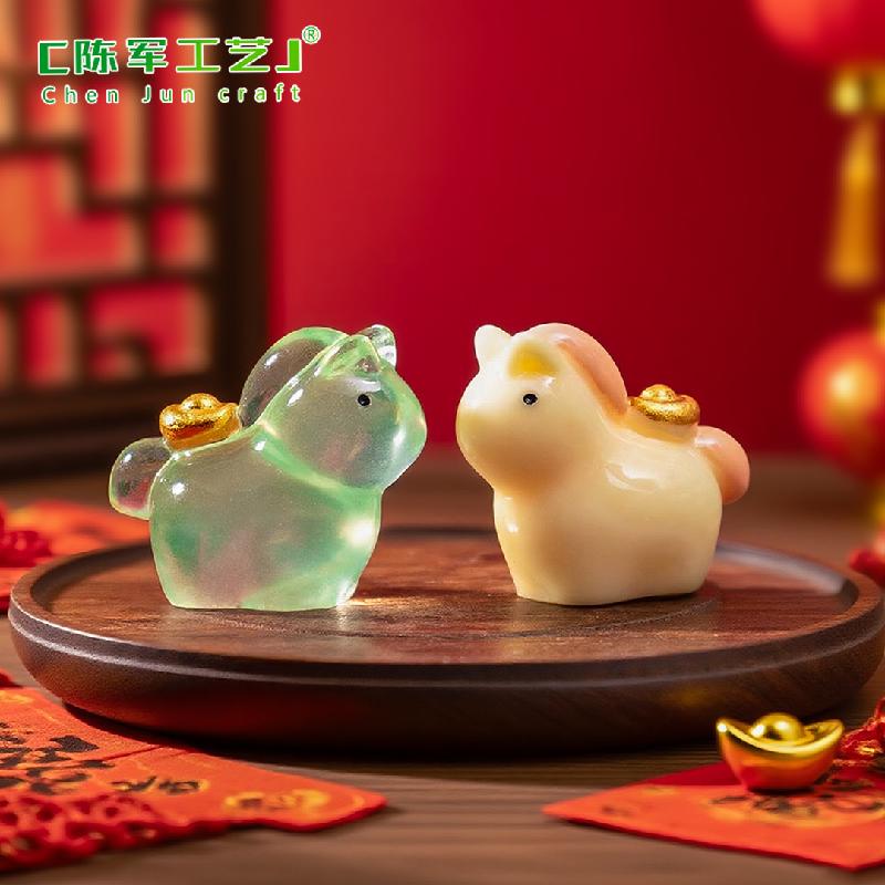 微景观创意新年夜光金银小马萌粒 DIY装饰品挂配件迷你桌面小摆件
