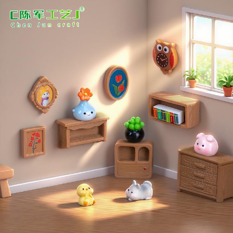 微景观创意壁画多肉盆摘家居娃娃屋 DIY装饰品配件迷你树脂小摆件